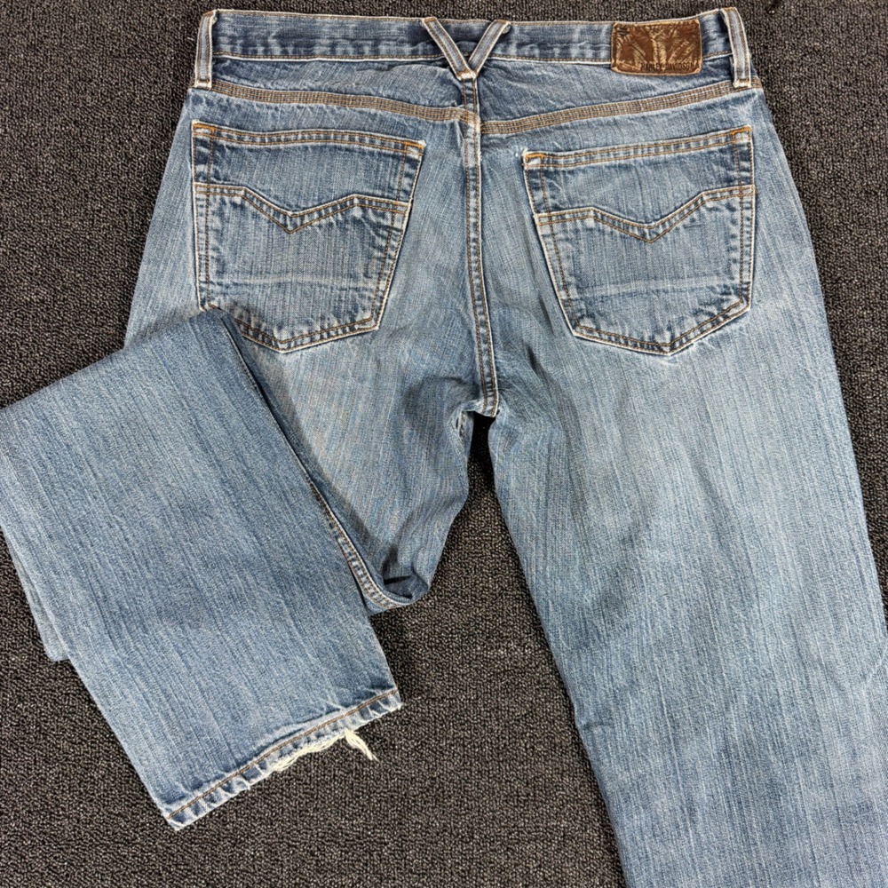 Harley-Davidson Men's 33x32 Medium Wash Straight Leg Denim Jeans Y2K Bikercore